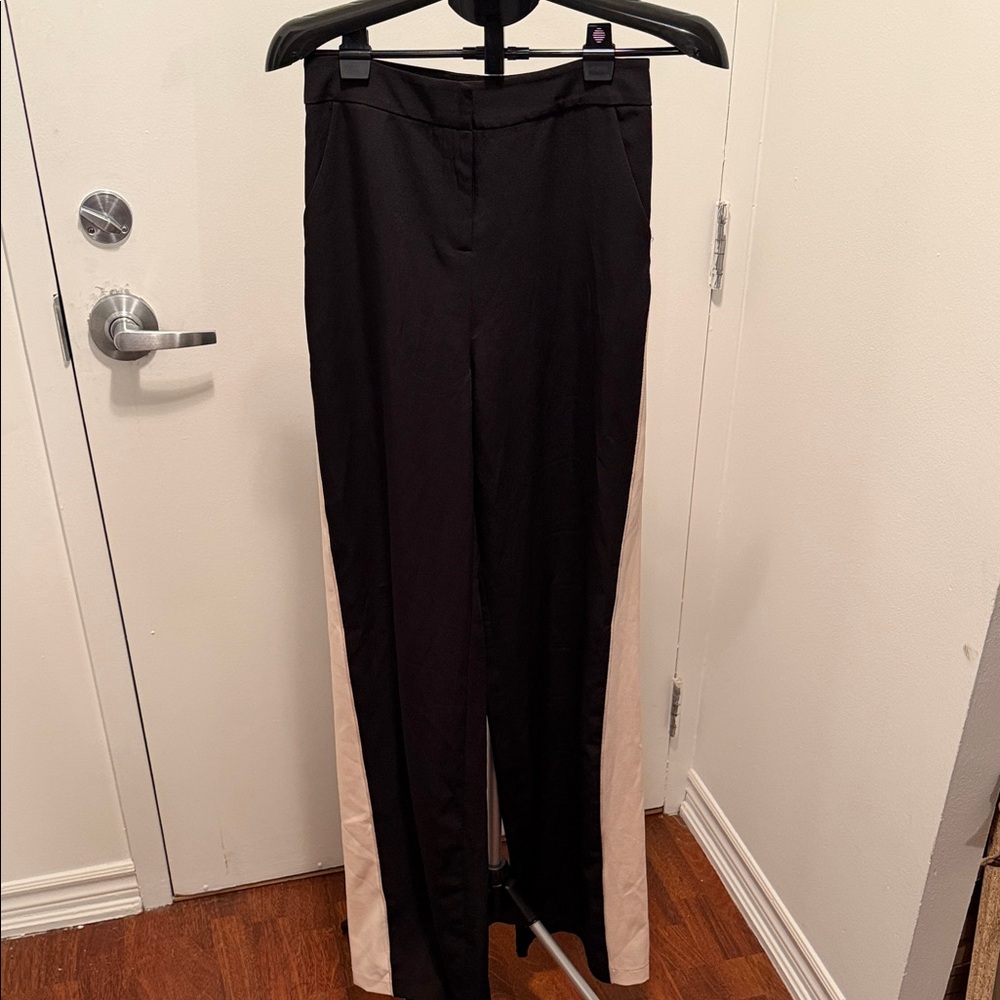 Boohoo Black and Cream Straight Leg Pants